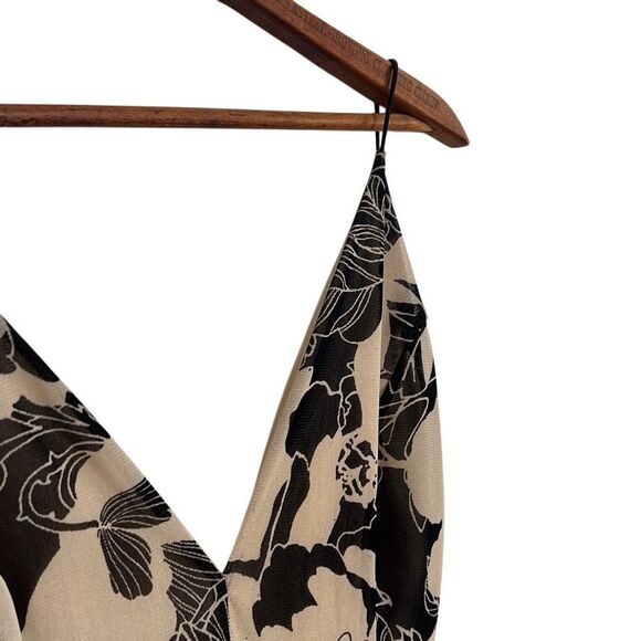 Floral Sleeveless Midi Bodycon Dress Black Tan Size Large - Picture 5 of 7